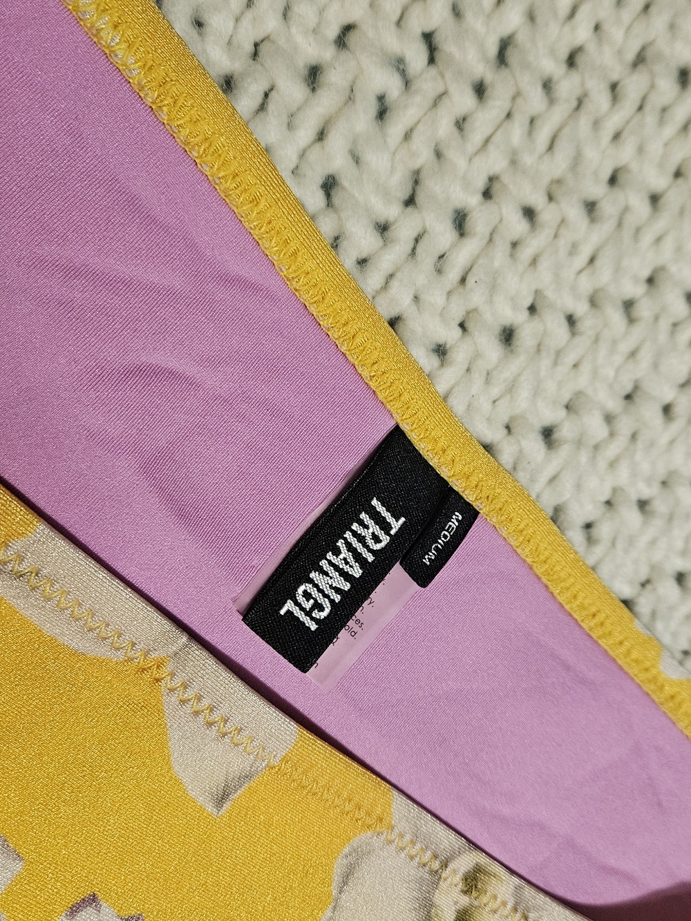 triangl swimwear Yellow Floral Bikini Bottoms with Pink Lining